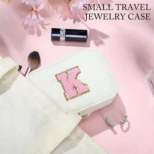 Miniatura 6 de Joyero de viaje, caja de joyería mediana, piel sintética impermeable, para mujeres y niñas, organizador, regalos portátiles