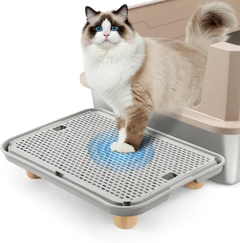 Miniatura 13 de Escalón para caja de arena, escalón para gatos, rampa, atrapador con función de filtro, fácil de limpiar, ideal para gatitos y gatos ancianos (negro)