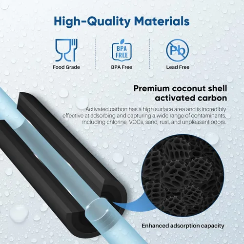 Miniatura 6 de PUREPLUS Cartucho de filtro de agua de sedimentos de carbono CTO para toda la casa de 5 micrones, 20 x 2.5 pulgadas, compatible con C1-20, EP-20