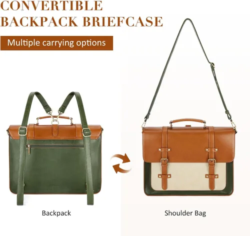 Miniatura 3 de ECOSUSI Bolsa de mensajero de cuero vegano para mujer, maletín de moda, bolso de mano para computadora