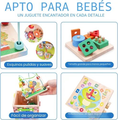Miniatura 3 de Cubo de Actividades de Madera Juguetes Montessori para Niños Pequeños de 1, 2, 3 Años Regalo de Primer Cumpleaños para Un Año Juguetes