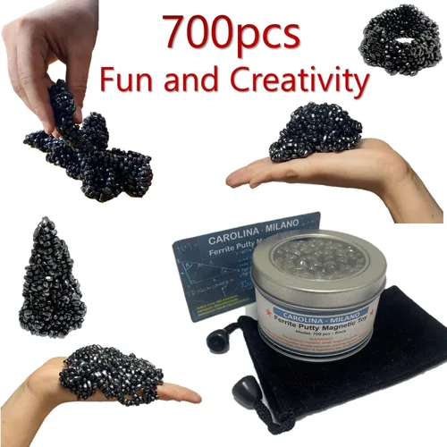 Miniatura 5 de 700 piezas de masilla de ferrita de cangrejos negros para adultos, piedras de ferrita para adultos, juguete de escritorio de oficina, cuentas