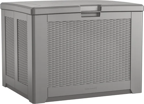 Miniatura 9 de Caja de almacenamiento para exteriores de resina extra grande Rubbermaid (134 galones), resistente a la intemperie, color negro, organización