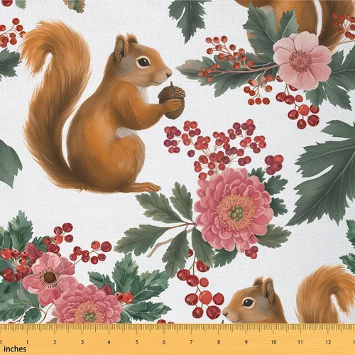 The Yard - Bonita tela de ardilla para acuarela, adorable animal salvaje, no elástica, para suministros hechos a mano, flores al aire libre, hojas,