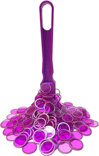 MR CHIPS Varitas magnéticas fabricadas en Estados Unidos y chips de plástico de 3/4 pulgadas con anillos de metal, 100 piezas, bolsa de Púrpura