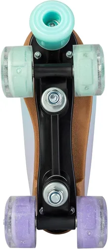 Miniatura 7 de Patines de ruedas para niñas y mujeres, de piel sintética, color verde degradado, morado, con ruedas flash, patines para interiores y exteriores