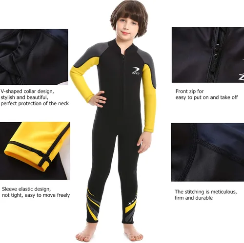 Miniatura 6 de ZCCO - Traje de neopreno para niños, traje de baño de 2.5 mm para adolescentes, traje de baño de cuerpo completo para niños y niñas, traje de baño