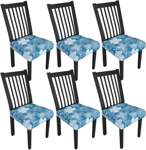 Miniatura 135 de Juego de 4 fundas elásticas para sillas de comedor, fundas para sillas de comedor con estampado floral, fundas para asientos de sillas con estampado