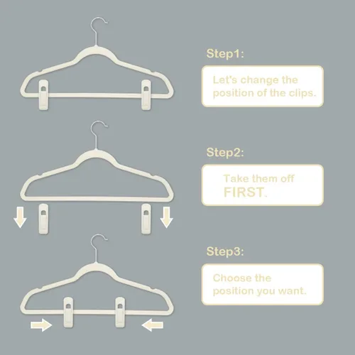 Miniatura 7 de TOFIIGREM Clips de terciopelo beige para colgar 60 unidades, clip de terciopelo antideslizante que funciona perfectamente para perchas de terciopelo