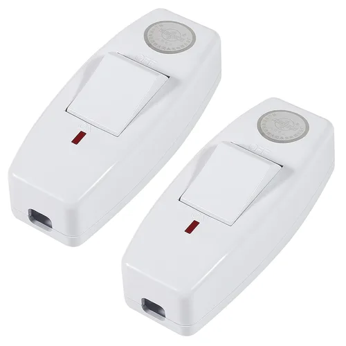 Miniatura 12 de 2 interruptores de cable en línea, AC120V 10A, 250V 6A, interruptor de control de lámpara de encendido y apagado para dormitorio, lámpara de mesa