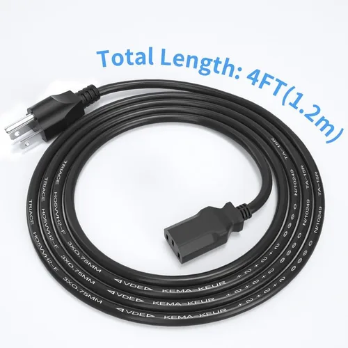 Miniatura 8 de Cable de alimentación para monitor de 3 clavijas, cable de alimentación de computadora de 4 pies (3.9 ft) para monitor Samsung, LG, HP, AOC, Acer