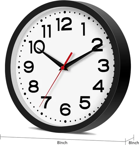 Miniatura 9 de Roymnie Reloj de pared silencioso sin tictac, moderno, funciona con pilas, 20 cm pequeño, clásico, analógico, decorativo, para cocina, sala