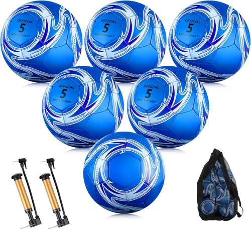 Miniatura 8 de Realspring Balones de fútbol desinflados a granel con bolsa de inflador, operación de Navidad, tamaño oficial, fútbol para jóvenes, al aire libre