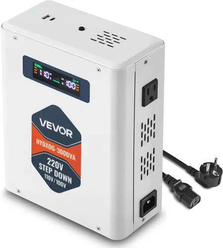 Miniatura 11 de VEVOR Convertidor de Voltaje Reductor, 2000VA, Convertidor de Energía de Voltaje de Servicio Pesado, Transformador de Energía de 220V a 110V, con 2