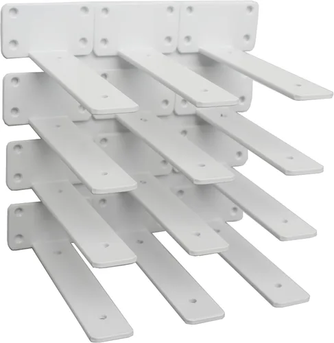 Miniatura 82 de Paquete de 2 - Soportes de estante en L ocultos negros de 4 pulgadas (1/5 pulgada de grosor) Soportes de estante flotante de hierro Soportes