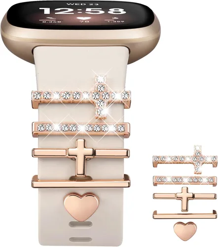 Ouwegaga Compatible con Fitbit Versa 4 Bandas para Mujer/Sense 2/Sense/Versa 3 Bandas, Correa Deportiva de Silicona Suave con 5 Piezas de Anillos