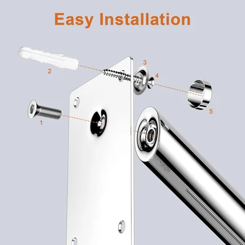 Miniatura 3 de Pasamanos de acero inoxidable de 20 pulgadas para 1-3 escalones, tubo de 1.25 pulgadas, barra de seguridad cromada en forma de U para escaleras