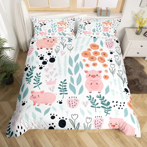 Miniatura 47 de Erosebridal Juego de ropa de cama individual de animales de la selva para niñas y niños, funda de edredón de elefante oso, tigre, león, safari