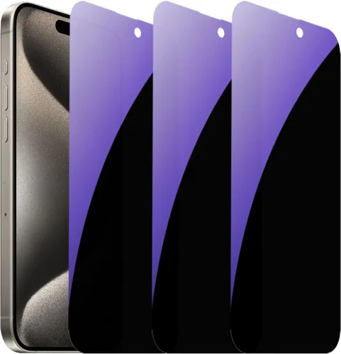 Miniatura 10 de Juego de 3 piezas de vidrio templado de privacidad anti-azul para iPhone Xs Max/iPhone 11 Pro Max, protector de pantalla antiespía, película