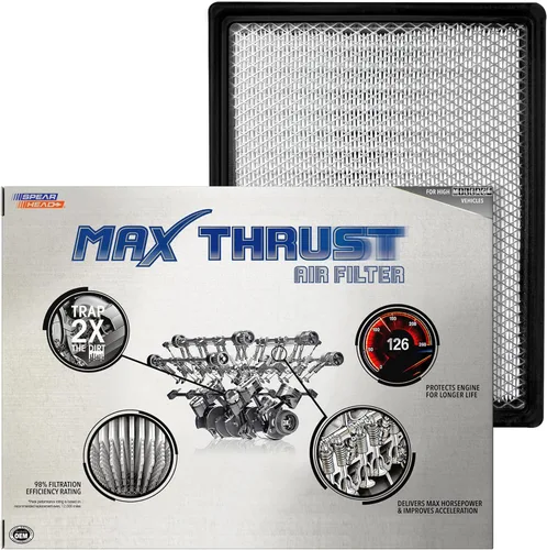 Miniatura 42 de Filtro de aire de motor Spearhead MPG Defense Max Thrust para vehículos de todo kilometraje, se adapta como el OEM, restaura MPG y aceleración