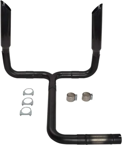 Miniatura 10 de 4 Pulgadas Turbo Doble Tubo de Escape Diesel con Sistema de Pila de Escape T, 2 Piezas, Entrada de 4 Pulgadas, Salida de 7 Pulgadas, Puntas de Pila