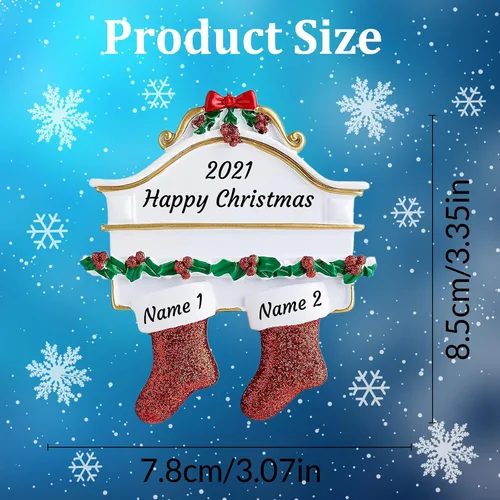 Miniatura 2 de Adornos de Navidad personalizados para familia de 2, adornos de Navidad familiares personalizados con nombres, decoraciones de Navidad