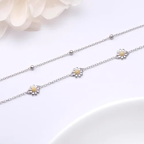 Miniatura 7 de Ladytree Tobilleras de plata de ley 925 ajustables con cuentas de pie para mujer, tobilleras, joyería de regalo de cumpleaños para adolescentes