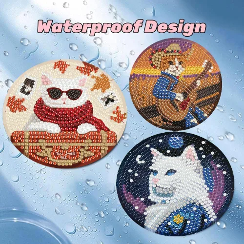 Miniatura 4 de Puraikcmi Juego de 8 posavasos de pintura de diamante, posavasos de arte de diamantes con soporte, manualidades de bricolaje, kits de arte