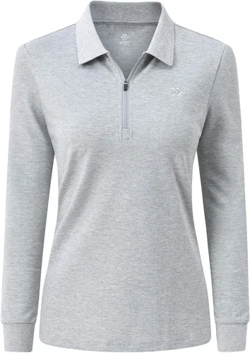 Miniatura 7 de JINSHI Polo de golf para mujer, de manga larga, con cremallera, deportiva, de secado rápido, atlética, casual, ajustada