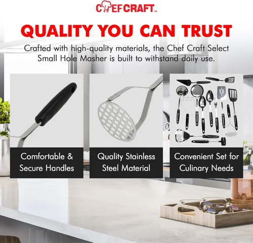 Miniatura 6 de Chef Craft Select - Machacador resistente, 10.25 pulgadas, acero inoxidable/negro