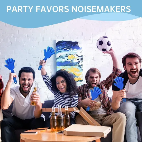 Miniatura 4 de 36 pinzas de mano color azul rey de 7.5 pulgadas para hacer ruido, regalos de fiesta, plástico para fiestas, eventos deportivos, bailar, bailar
