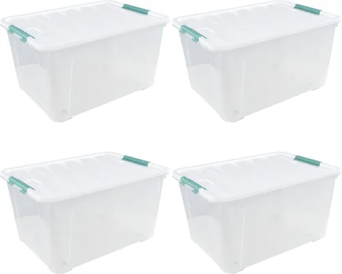 Miniatura 8 de Paquete de 6 cajas de almacenamiento de plástico transparente de 20 L, contenedores de almacenamiento con tapas
