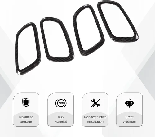 Miniatura 3 de Kit de anillo de ajuste de cubierta de manija de puerta interior de fibra de carbono, 4 piezas para Jeep Grand Cherokee 2011-2019