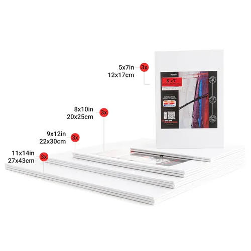 Miniatura 3 de Neliblu Lienzos blancos para pintar, paquete de 12, variados, tableros de lienzo de pintura de algodón para pintura al óleo y acrílica, lienzo