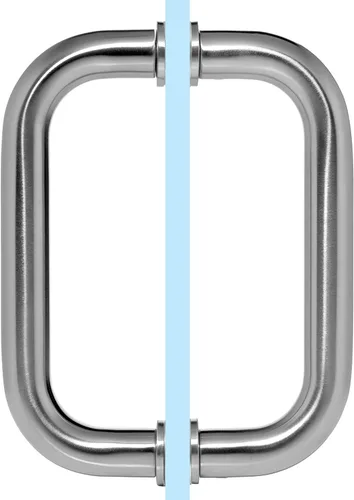 Miniatura 2 de Dynasty Hardware Tirador tubular de puerta de ducha de 6 pulgadas para puertas de ducha sin marco, níquel satinado, con arandelas de moldura