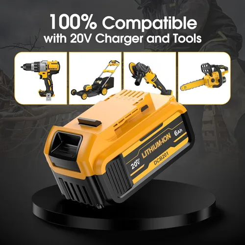 Miniatura 6 de Paquete de 4 Baterías de Repuesto de 6.0Ah para Dewalt 20V Max Litio Compatible con DCB204 DCB206 DCB203 DCB200 DCB201 DCB181 DCB180 Aplica