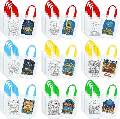 Miniatura 6 de Kacctyen 45 bolsas de regalo reutilizables para colorear para fiestas artísticas, bolsas de pintura para niños, temática de cumpleaños, haz tu