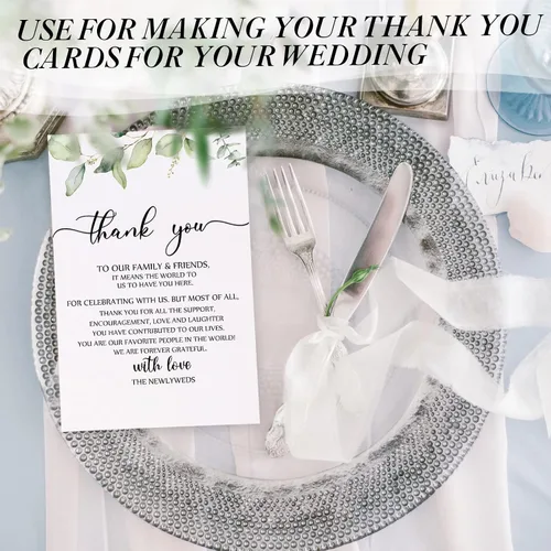 Miniatura 5 de Juego de 100 cartulina verde con sobres de 4 x 6 pulgadas, tarjetas de felicitación decorativas de flores en acuarela con hojas verdes para boda