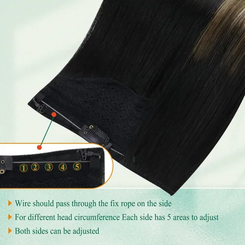 Miniatura 50 de Easyouth Extensión de cabello humano rubio con cola de caballo, extensiones de cabello humano rubio dorado con reflejos rubios, extensiones