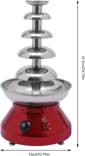 Miniatura 7 de Fuente de chocolate comercial, 5 niveles y 7 libras, gran torre comercial de fondue de chocolate caliente, máquina eléctrica de fuente de fondue