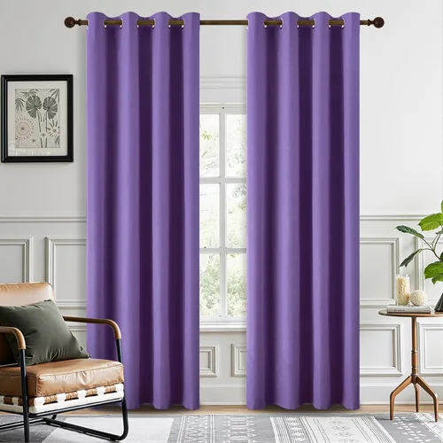 Miniatura 7 de DONREN Cortinas opacas de lino con aislamiento térmico de 52 x 95 pulgadas, cortinas de oscurecimiento de habitación con ojales para dormitorio