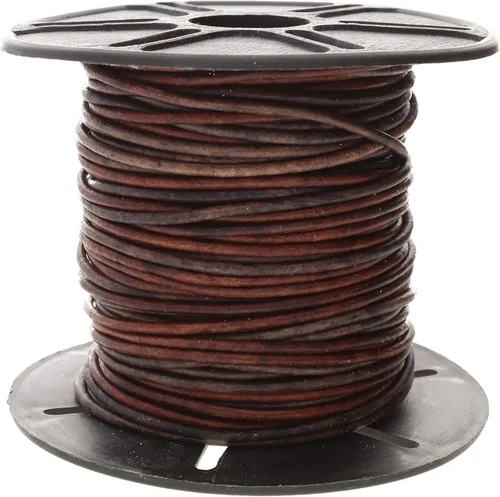 Miniatura 21 de The Beadsmith Cordón de cuero – Negro – Bobina de 0.039 in – 5 yardas/14.8 ft – Tanga de cuero indio ideal para trenzar, cuentas, collares, cordones