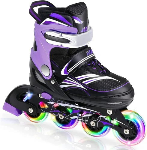 Miniatura 9 de Patines en línea ajustables de 4 tallas para niños, patines en línea para niños con rueda iluminada, patines en línea iluminados para exterior