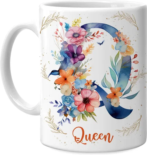 Miniatura 15 de Hyturtle Taza de café personalizada con inicial con nombre, monograma de cumpleaños, regalos de Navidad para niñas y mujeres, letra A del alfabeto
