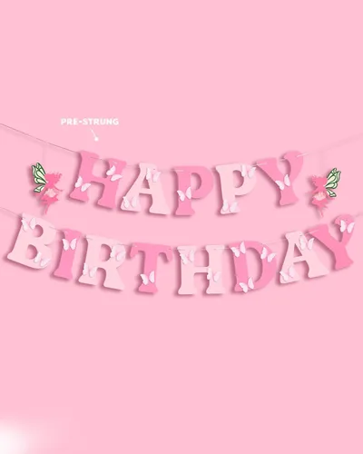 Miniatura 4 de xo, Fetti Cartel de cumpleaños de hadas de jardín – Juego de pancartas de mariposa 3D Decoraciones de fiesta de niños, cumpleaños de fiesta de té