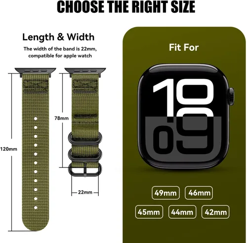 Miniatura 2 de Youther Correa de nailon compatible con Apple Watch Band de 1.654 in 1.732 in 1.772 in 1.811 in 1.929 in 1.496 in 1.575 in 1.614 in, correa
