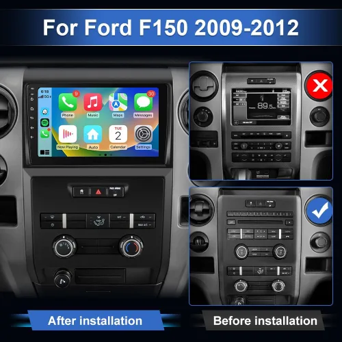Miniatura 2 de Estéreo del coche para Ford F150 2009 2010 2011 2012, Android 13 coche radio 9 pulgadas pantalla táctil con inalámbrico CarPlay/Android Auto AM FM