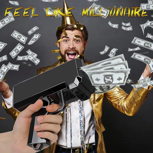 Miniatura 6 de Gusil Pistola de dinero, cañón de efectivo, facturas de cañón, pistola de juguete de lluvia, pistola de efectivo de mano para películas