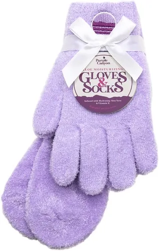 Miniatura 9 de Kit de cuidado de pies con calcetines y guantes hidratantes y bálsamo para talones de Purple Canyon Calcetines y guantes color durazno infundidos