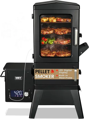 Miniatura 10 de Ahumador eléctrico con tapa, pantalla LED, sonda integrada para carne, ahumadores de barbacoa de gran capacidad, 4 estantes fuman más con 633 pies